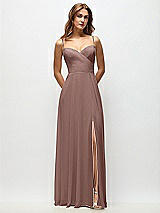 Front View Thumbnail - Sienna Wrap Bodice Chiffon Maxi Dress with Adjustable Spaghetti Straps