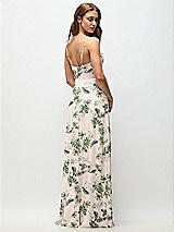 Rear View Thumbnail - Palm Beach Print Wrap Bodice Floral Chiffon Maxi Dress with Adjustable Spaghetti Straps