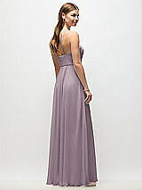 Rear View Thumbnail - Lilac Dusk High-Neck Halter Chiffon Maxi Dress with Adjustable Spaghetti Straps