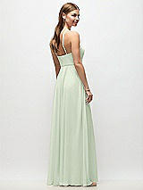 Rear View Thumbnail - Mint Green High-Neck Halter Chiffon Maxi Dress with Adjustable Spaghetti Straps