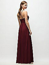 Rear View Thumbnail - Cabernet High-Neck Halter Chiffon Maxi Dress with Adjustable Spaghetti Straps