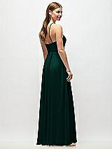 Rear View Thumbnail - Evergreen High-Neck Halter Chiffon Maxi Dress with Adjustable Spaghetti Straps
