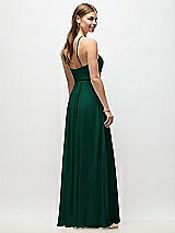 Rear View Thumbnail - Hunter Green High-Neck Halter Chiffon Maxi Dress with Adjustable Spaghetti Straps