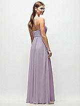 Rear View Thumbnail - Lilac Haze High-Neck Halter Chiffon Maxi Dress with Adjustable Spaghetti Straps