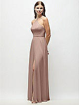 Side View Thumbnail - Neu Nude High-Neck Halter Chiffon Maxi Dress with Adjustable Spaghetti Straps