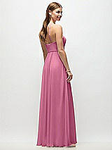 Rear View Thumbnail - Orchid Pink High-Neck Halter Chiffon Maxi Dress with Adjustable Spaghetti Straps