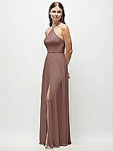 Side View Thumbnail - Sienna High-Neck Halter Chiffon Maxi Dress with Adjustable Spaghetti Straps