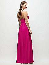 Rear View Thumbnail - Think Pink High-Neck Halter Chiffon Maxi Dress with Adjustable Spaghetti Straps