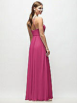 Rear View Thumbnail - Tea Rose High-Neck Halter Chiffon Maxi Dress with Adjustable Spaghetti Straps