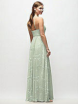 Rear View Thumbnail - Vintage Primrose Sage High-Neck Halter Floral Chiffon Maxi Dress with Adjustable Spaghetti Straps