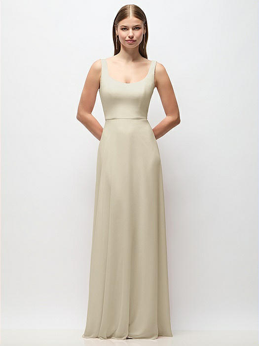 Scoop Neck Tank Strap Chiffon Maxi Dress