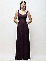 Front View Thumbnail - Deep Plum Scoop Neck Tank Strap Chiffon Maxi Dress
