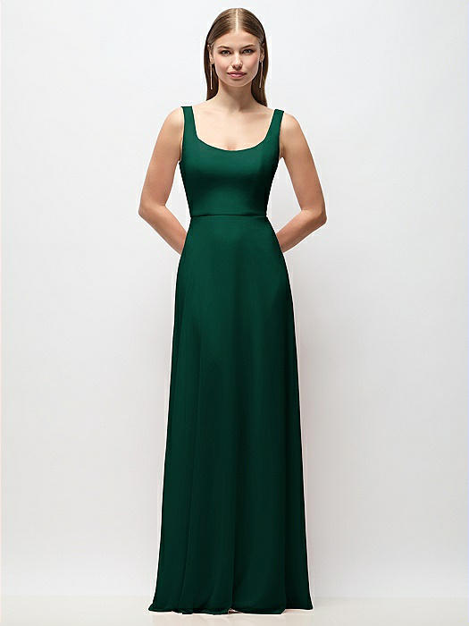 Scoop Neck Tank Strap Chiffon Maxi Dress