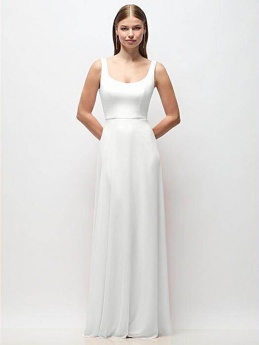 Scoop Neck Tank Strap Chiffon Maxi Dress