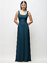 Front View Thumbnail - Atlantic Blue Scoop Neck Tank Strap Chiffon Maxi Dress