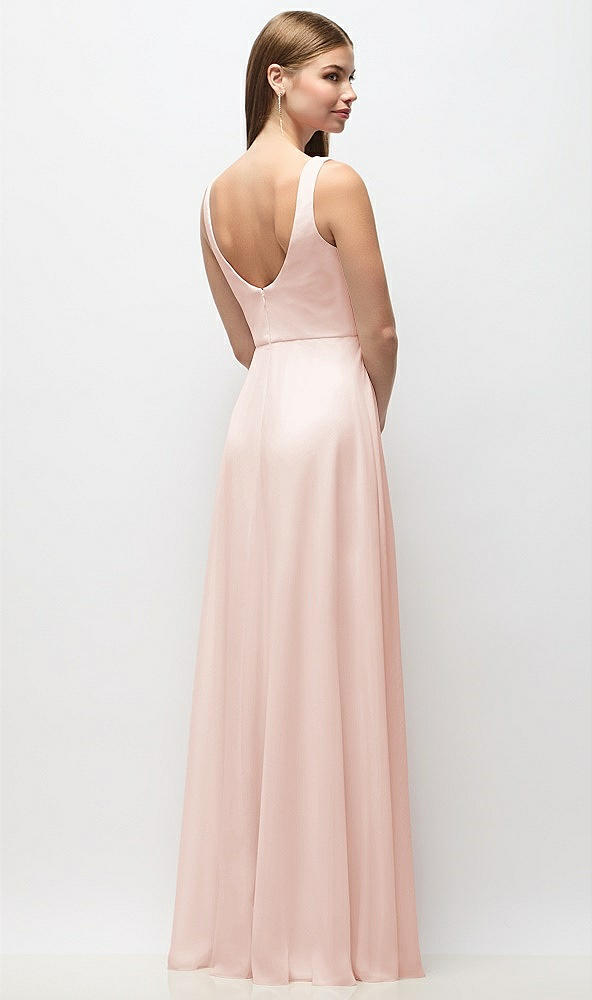 Back View - Blush Scoop Neck Tank Strap Chiffon Maxi Dress