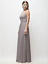 Side View Thumbnail - Cashmere Gray Scoop Neck Tank Strap Chiffon Maxi Dress