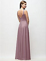 Rear View Thumbnail - Dusty Rose Scoop Neck Tank Strap Chiffon Maxi Dress