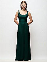Front View Thumbnail - Evergreen Scoop Neck Tank Strap Chiffon Maxi Dress