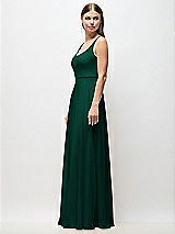 Side View Thumbnail - Hunter Green Scoop Neck Tank Strap Chiffon Maxi Dress