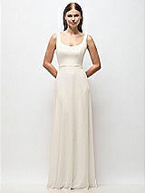 Front View Thumbnail - Ivory Scoop Neck Tank Strap Chiffon Maxi Dress
