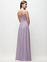 Rear View Thumbnail - Lilac Haze Scoop Neck Tank Strap Chiffon Maxi Dress