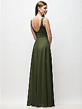 Rear View Thumbnail - Olive Green Scoop Neck Tank Strap Chiffon Maxi Dress