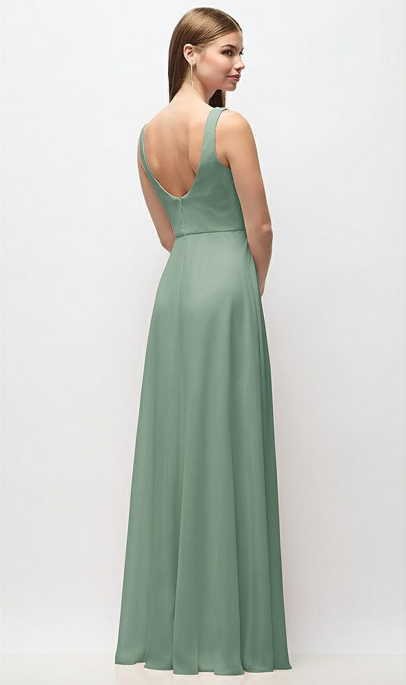 Back View - Seagrass Scoop Neck Tank Strap Chiffon Maxi Dress