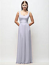 Front View Thumbnail - Silver Dove Scoop Neck Tank Strap Chiffon Maxi Dress
