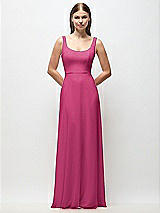 Front View Thumbnail - Tea Rose Scoop Neck Tank Strap Chiffon Maxi Dress