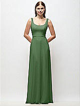Front View Thumbnail - Vineyard Green Scoop Neck Tank Strap Chiffon Maxi Dress