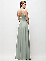 Rear View Thumbnail - Willow Green Scoop Neck Tank Strap Chiffon Maxi Dress