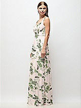 Side View Thumbnail - Palm Beach Print Scoop Neck Tank Strap Floral Chiffon Maxi Dress