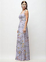 Side View Thumbnail - Butterfly Botanica Silver Dove Scoop Neck Tank Strap Floral Chiffon Maxi Dress