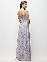 Rear View Thumbnail - Butterfly Botanica Silver Dove Scoop Neck Tank Strap Floral Chiffon Maxi Dress