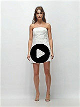 Video 1 Thumbnail - Off White Strapless Empress Beaded Linen Little White Dress with Mini Skirt