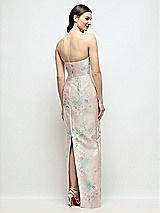 Rear View Thumbnail - Esme Floral Strapless Esme Floral Satin Column Dress with Back Slit