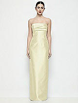 Front View Thumbnail - Butter Yellow Strapless Pleated Empire Satin Column Maxi Dress