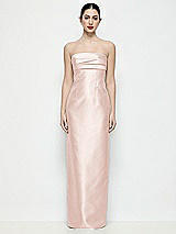 Front View Thumbnail - Blush Strapless Pleated Empire Satin Column Maxi Dress