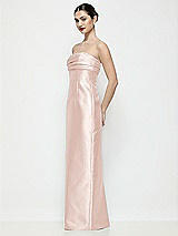 Side View Thumbnail - Blush Strapless Pleated Empire Satin Column Maxi Dress