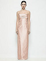 Front View Thumbnail - Cameo Strapless Pleated Empire Satin Column Maxi Dress