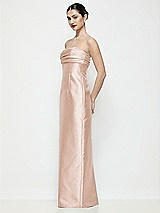 Side View Thumbnail - Cameo Strapless Pleated Empire Satin Column Maxi Dress