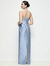 Rear View Thumbnail - Cloudy Strapless Pleated Empire Satin Column Maxi Dress