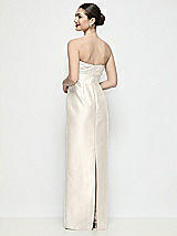 Rear View Thumbnail - Ivory Strapless Pleated Empire Satin Column Maxi Dress