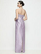 Rear View Thumbnail - Lilac Haze Strapless Pleated Empire Satin Column Maxi Dress