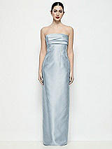 Front View Thumbnail - Mist Strapless Pleated Empire Satin Column Maxi Dress