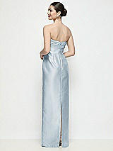 Rear View Thumbnail - Mist Strapless Pleated Empire Satin Column Maxi Dress