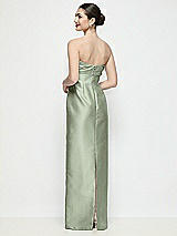 Rear View Thumbnail - Sage Strapless Pleated Empire Satin Column Maxi Dress