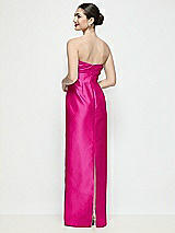 Rear View Thumbnail - Think Pink Strapless Pleated Empire Satin Column Maxi Dress