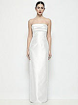 Front View Thumbnail - White Strapless Pleated Empire Satin Column Maxi Dress